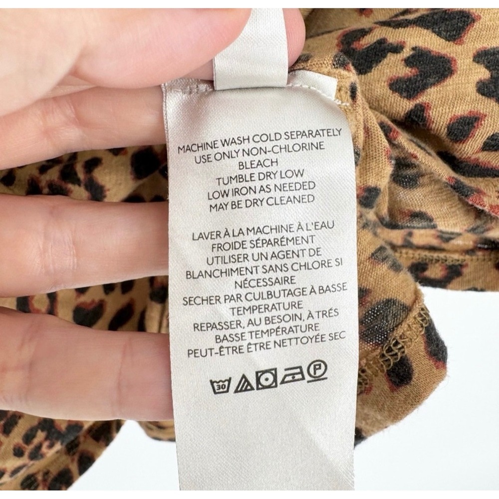 FREE PEOPLE We The Free Clarity Oversized Crew Neck T-Shirt Cheetah Combo Sz XS - Picture 8 of 9